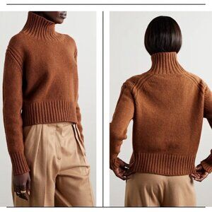 &Daughter Fintra Cropped Turtleneck M brown 100%  wool Sweater made in Ireland